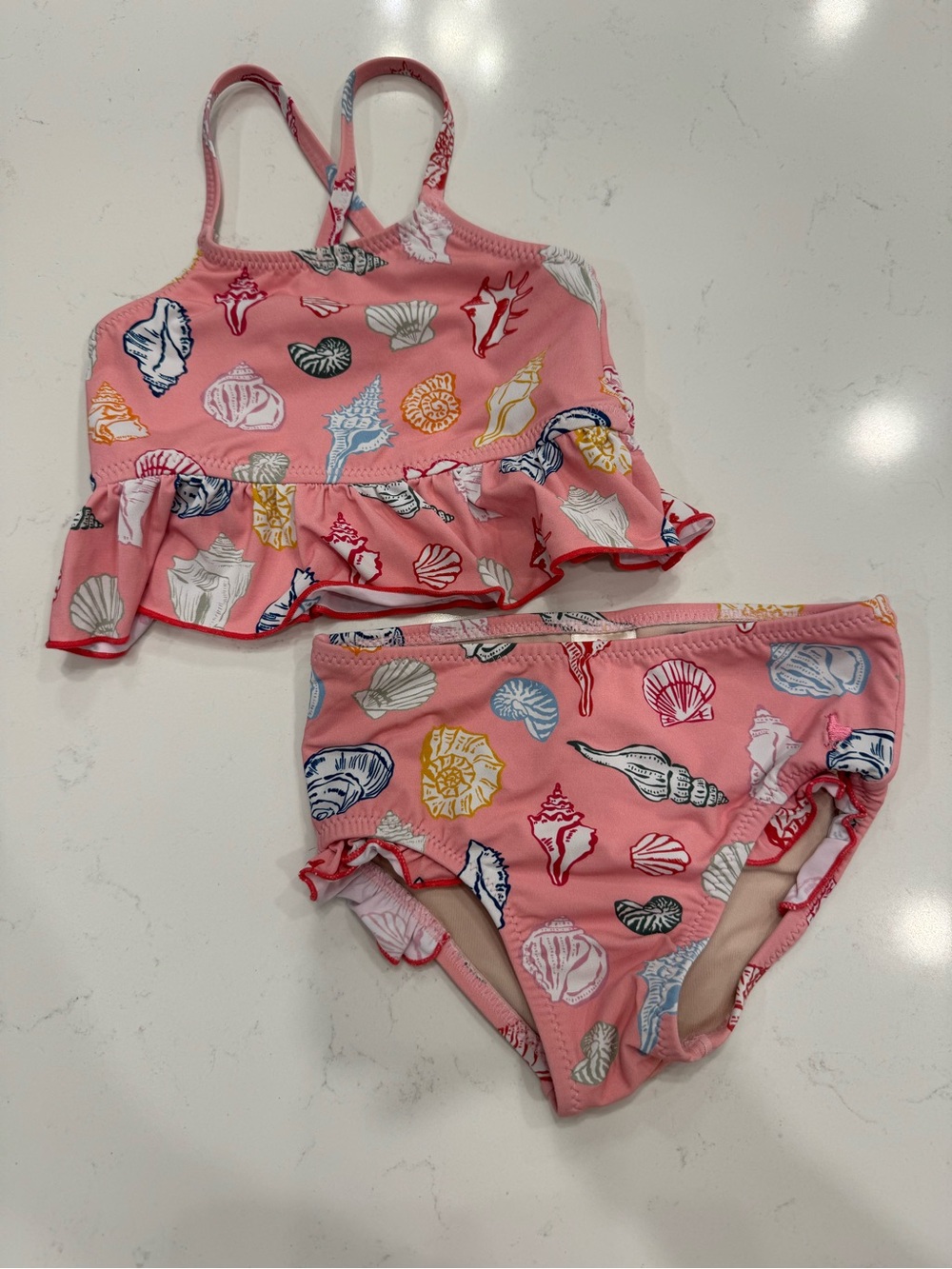 Pink Chicken Pink Seashell Ruffle Bikini Set